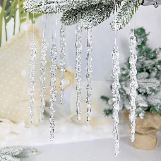 Lot De 30 Stalactites Transparentes Pour Sapin De Noël - 13 Cm - Décoration Glacée