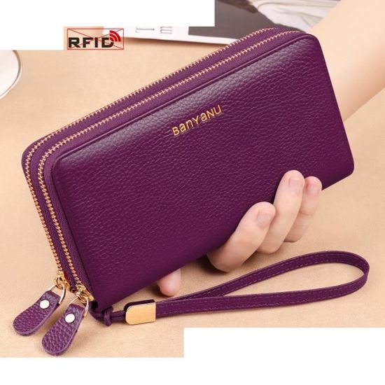 Portefeuille Femme Compact En Cuir PU - Blocage RFID, 17 Emplacements Cartes, Porte-monnaie Zippé - Vintage Motif Léopard - Cadeau Pratique