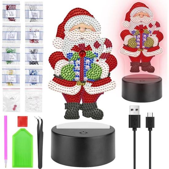 Kit Diamant & Veilleuse Renard - Loisir Créatif Enfant 5-12 Ans - DIY Peinture Diamant 3D Avec Lampe LED Colorée - Cadeau Fille Anniversaire Noël