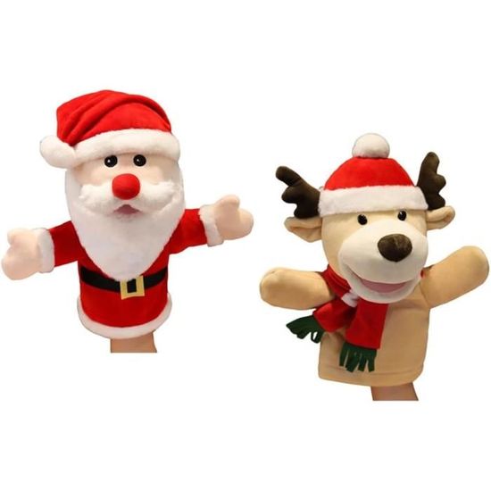 PW TOOLS Marionnettes à Noël 30cm, Bonhomme Neige Noël/Père Noël/Renne Marionnette à Main Jouet Poupée En Peluche Noël, Pour Enfants Parent Jeu Rôle, Contes, Jouet Interactif