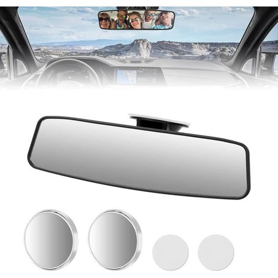 Rétroviseur Intérieur Voiture 200 Mm à Ventouse Puissante – Idéal Conduite Accompagnée, Élimine Angles Morts, Miroir Bébé, Universel