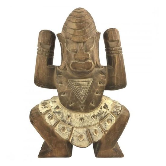 Coco Papaya Totem Ethnique Koh Chang En Bois 30cm - Sculpture Artisanale Télé-Réalité