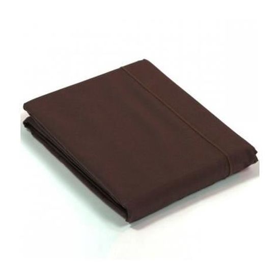 Drap Plat Percale 270x300 Chocolat Couleur