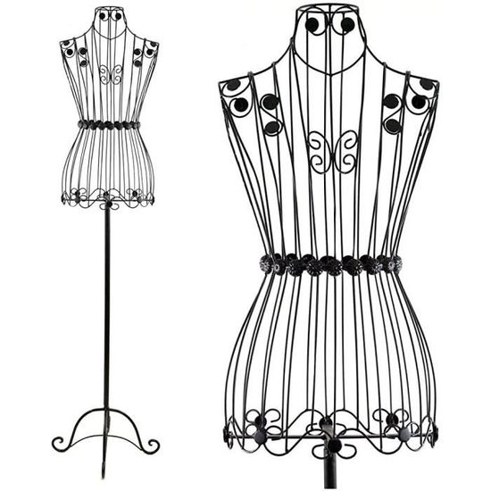 Métal Mannequin en noir P09819 style vintage, buste en fer aspect