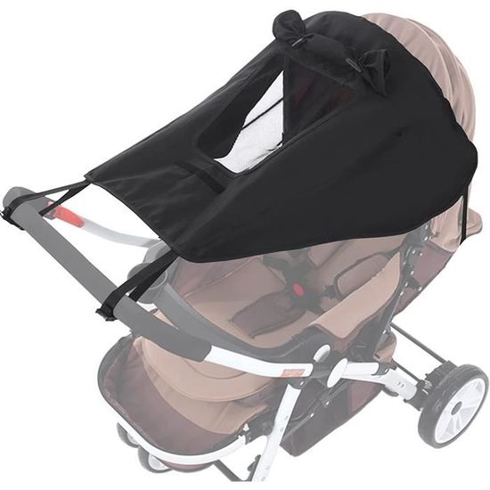 Pare-Soleil Poussette Bébé UV50+ Avec Fenêtre – Imperméable, Universel, Gris – Protection Solaire & Pluie