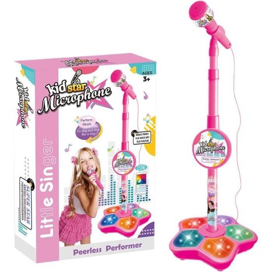 Microphone Sur Pied Smoby Violetta - 3 Effets Sonores - Réglable En Hauteur 1m à 1,20m - Pour Enfants 3 Ans Et Plus