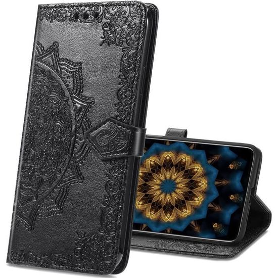 OPPO A72 Leather Case, Slim Premium PU Flip Wallet Cover Mandala