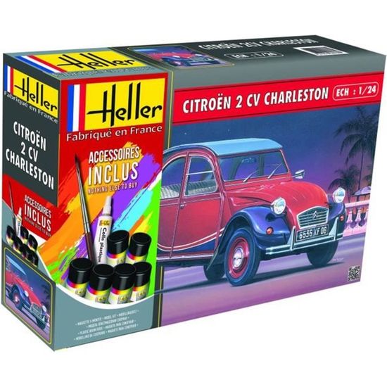Maquette voiture - HELLER - Citroën 2 CV Charleston - Kit - Noir - 15 ans