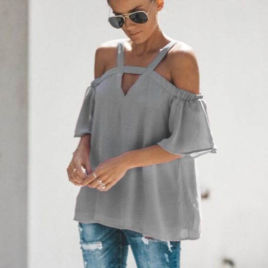 Tee shirt femme epaule discount nu