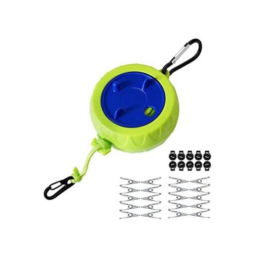 Corde à Linge Rétractable 4 M – Avec Sac, Crochets, Idéale Voyage, Camping, Balcon