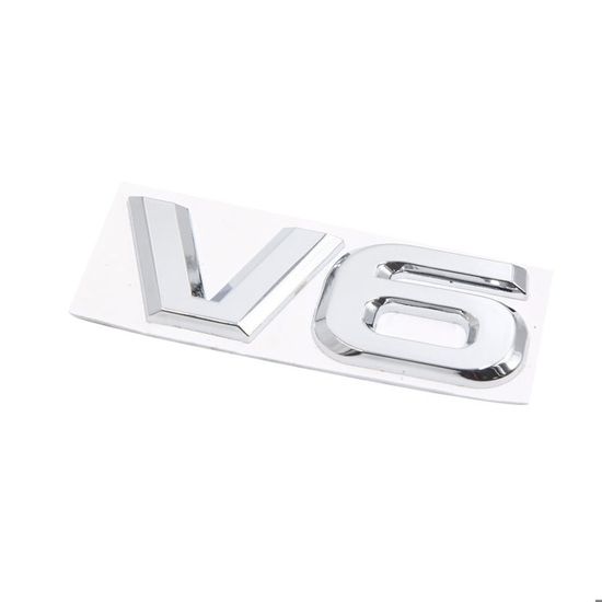 Autocollant Emblème V6 Pour Voiture - En Alliage De Zinc Argenté, 10,5x4,3 Cm - Décoration Extérieure Élégante Et Durable