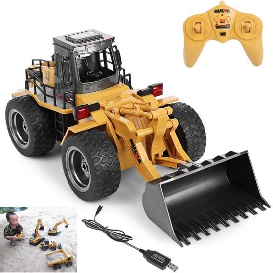 Pelleteuse Télécommandée 1:18 - 6 Canaux 2.4GHz - Lumières Et Sons - 4WD Tout Terrain