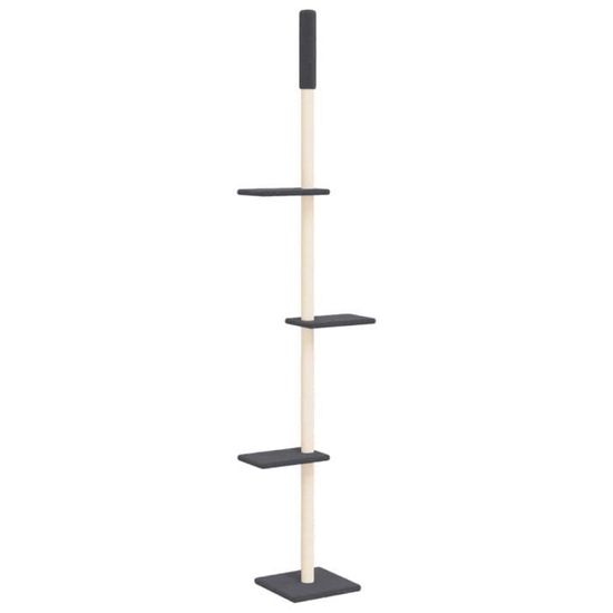 Arbre à Chat Du Sol Au Plafond 205 Cm - Tour D'escalade Murale 5 Niveaux Réglables En Pin Et Sisal, Pour Grimper, Gratter Et Jouer, Gain De Place Pour Appartement - 5