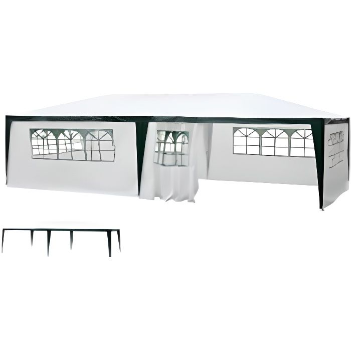Pavilion Tonnelle - Barnum de jardin - 6 x 3 m - Carré - Blanc - SORARA