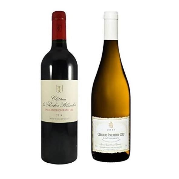 Le Wine Club Crus de Bordeaux/Bourgogne/Saint Emilion Grand Cru Vs. Chablis 1er Cru 75 cl, Boîte de 2 Grands
