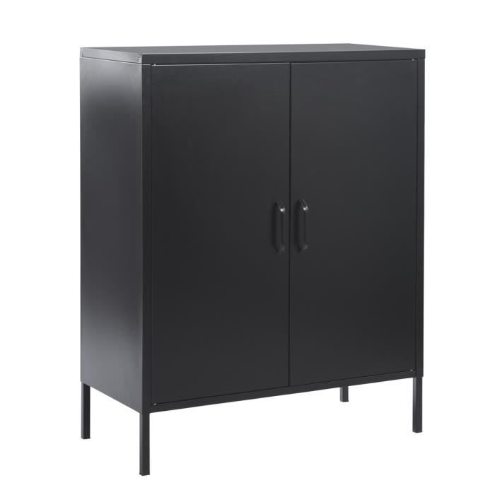 Armoire de rangement en métal, console de casier à 2 portes, noir