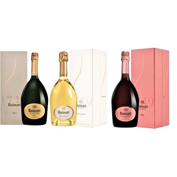 Lot Découverte Coffret Ruinart Brut - Rosé - Blanc de Blancs 075cl