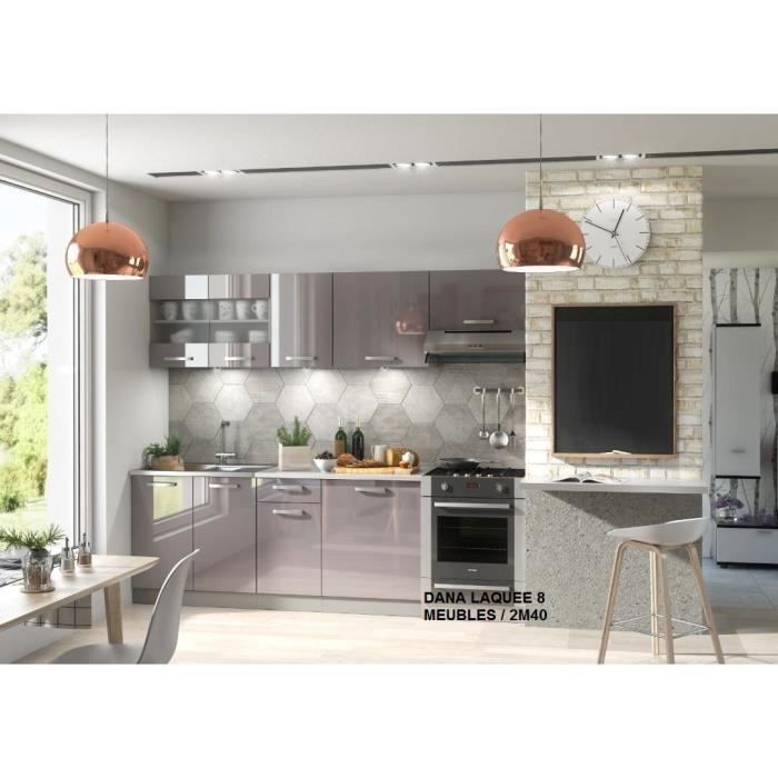 CUISINE COMPLETE DANA 2M40/8 MEUBLES - gris laqué
