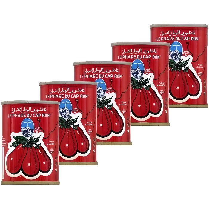 Lot 5X Double concentré de tomate - Le Phare du Cap Bon - conserve 140g (1-6)