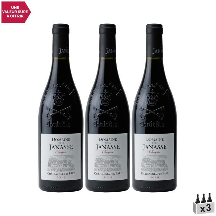 Châteauneuf-du-Pape Chaupin Rouge 2018 - Lot de 3x75cl - Domaine de la Janasse - Vin AOC Rouge de la Vallée du Rhône