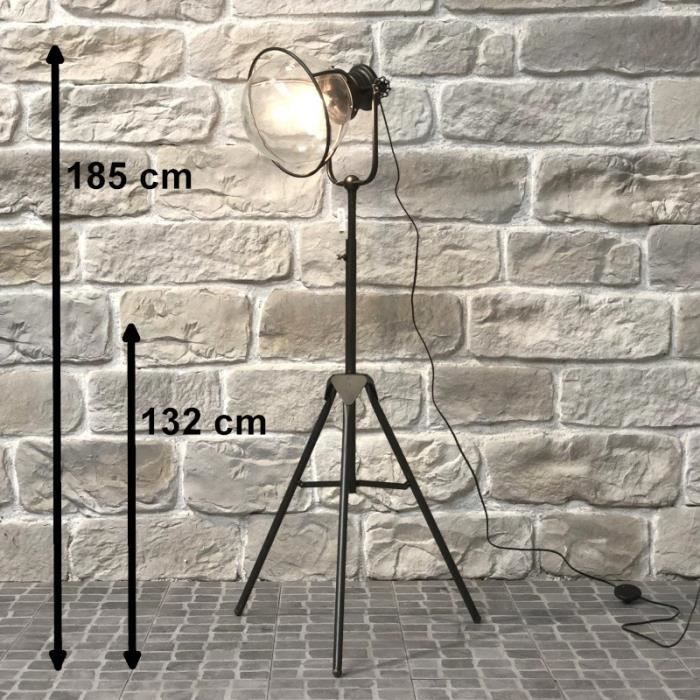 Lampadaire Halogène Lampe Industrielle Fer Globe Verre 185 cm - 14405-Lampe-Bis