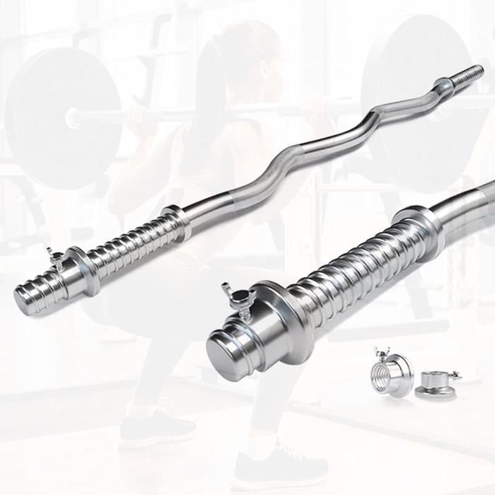 Musculation Barres 47in-59in à Long haltère, Professionnelle Curl Bar, Moletée Barre de Musculation Barre Z, Entrainement Olympique