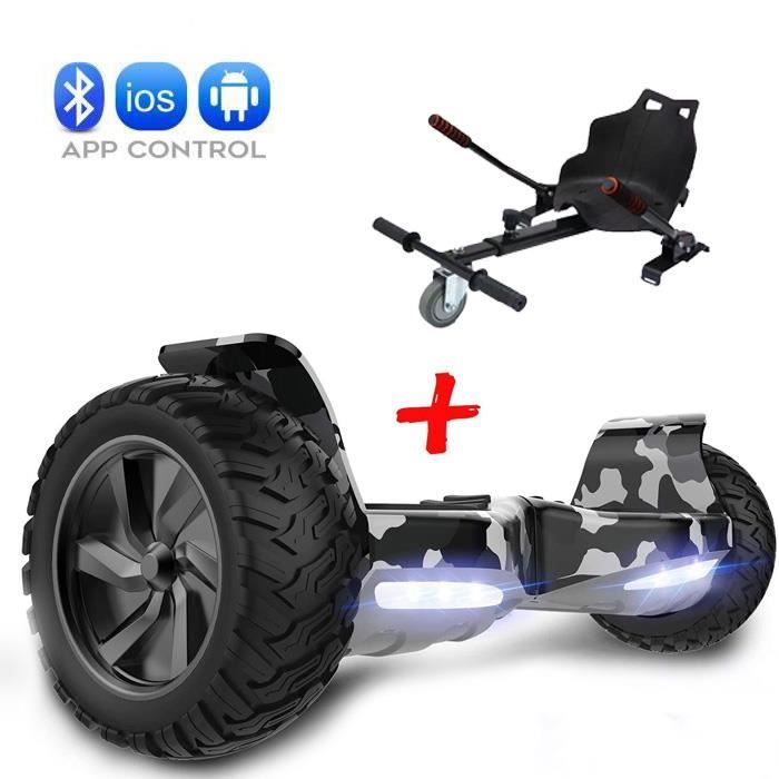 Hoverboard 8.5'' Camouflage + Hoverkart Noir + Bluetooth +App+ Sac de transport+Télécommande