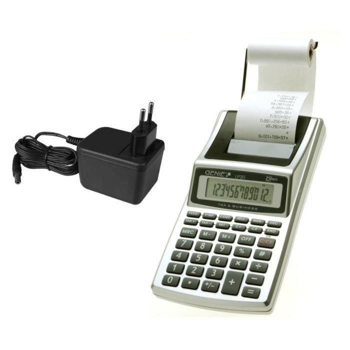 Genie LP 20 Calculatrice avec imprimante - portable - Affichage 12 chiffres - argent