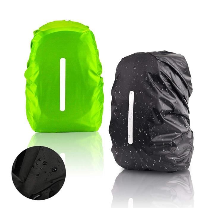 KATOOM 2PCS Housse de Pluie Sac à Dos Anti-Pluie et Anti-Poussière Couverture en Nylon, Housse Sac Randonnee réfléchissante Contr