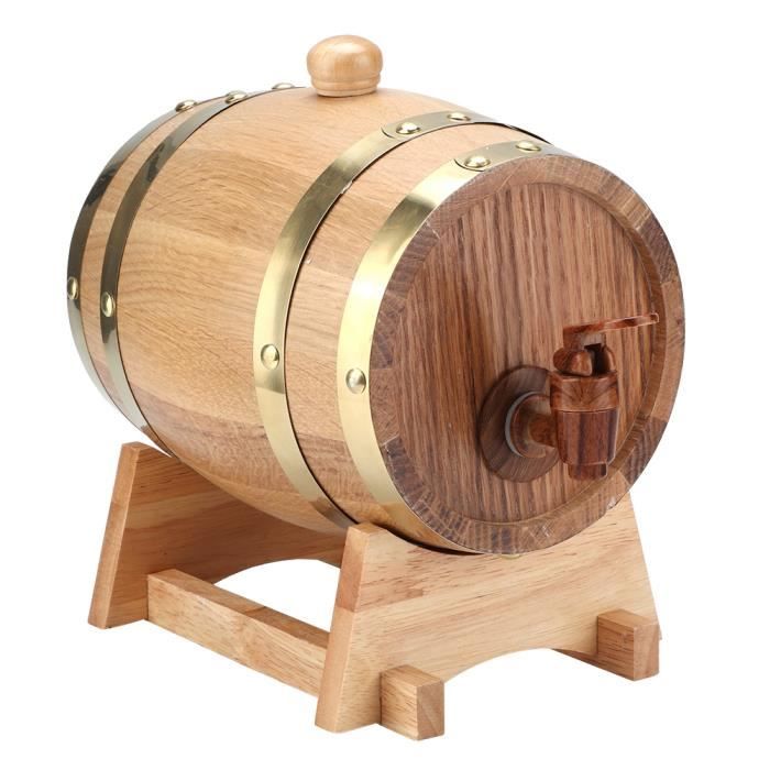 Tonneau de vieillissement en chêne de 1,5 L, tonneau de vin en bois de chêne vintage portable, baril de brassage de chêne de