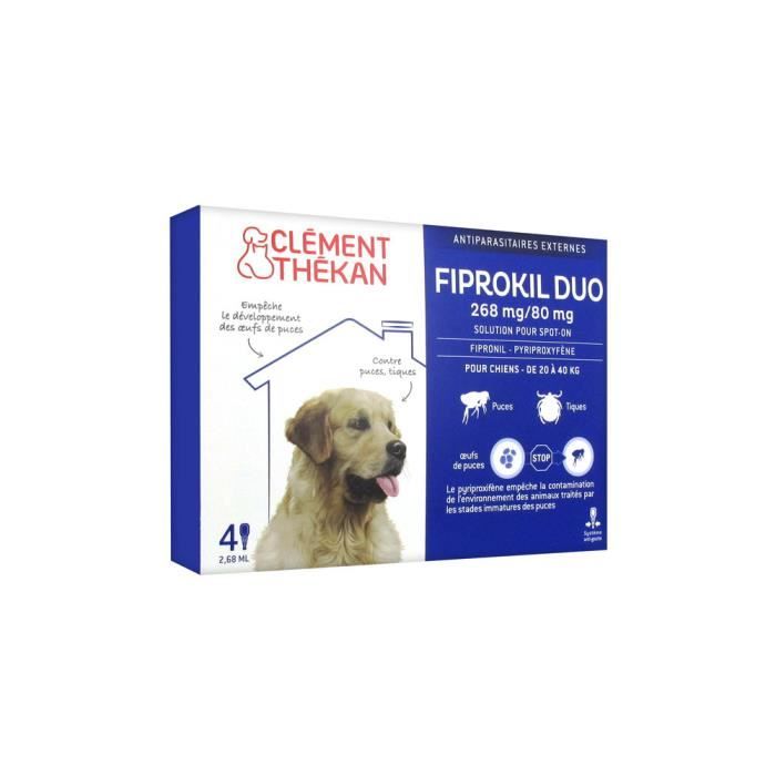 Clément Thékan Fiprokil Duo Chiens 20-40kg 4 pipettes