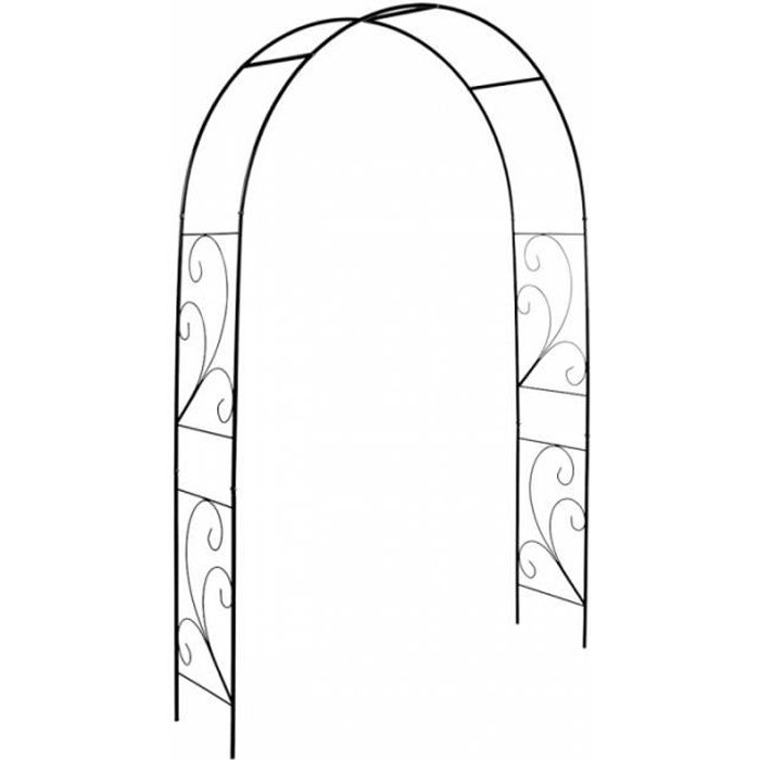 Décoration de jardin - Arche pour roses - L 37 x l 152 x H 217,5 cm - Décors volutes Noir