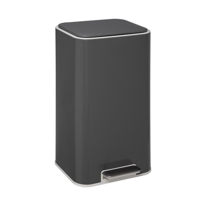 Five - Poubelle 30 litres Safir en Métal Gris ouverture à pédale Gris Foncé