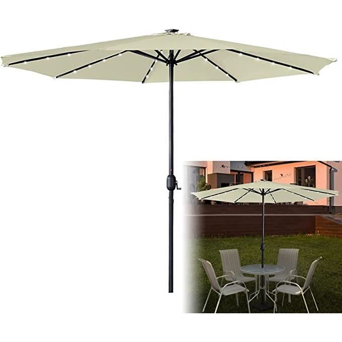 LARS360 Parasol en aluminium - Protection UV 40+ - À manivelle - 350 cm