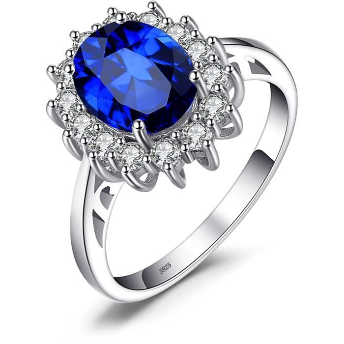 Bague Lady Diana Saphir Bleu Emeraude Femme Argent 925 Plaqué OrBague de Fiançailles FemmeBagues Princesse Kate Middleton Maria 144