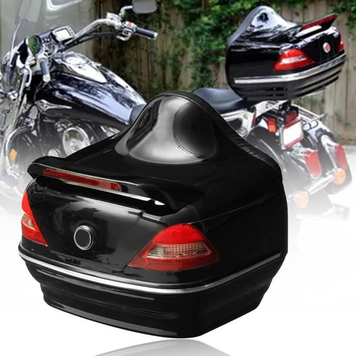 1x Coffre de Moto Noir Top case Avec Feu Arrière Pour Harley Honda Yamaha Suzuki Vulcan Cruiser