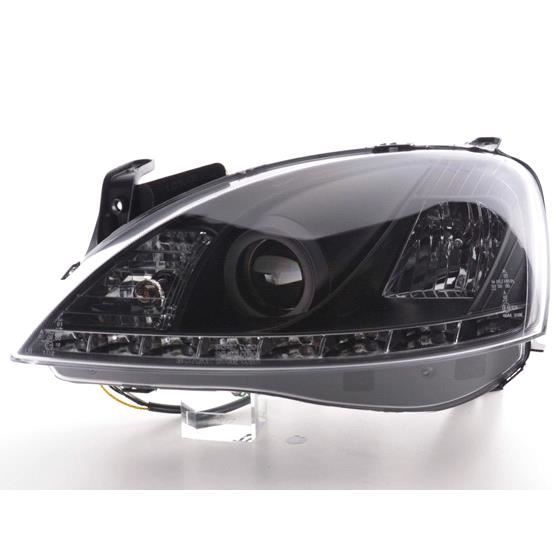Phares Daylight set pour Opel/Vauxhall Corsa (type C) année 01-06 noir
