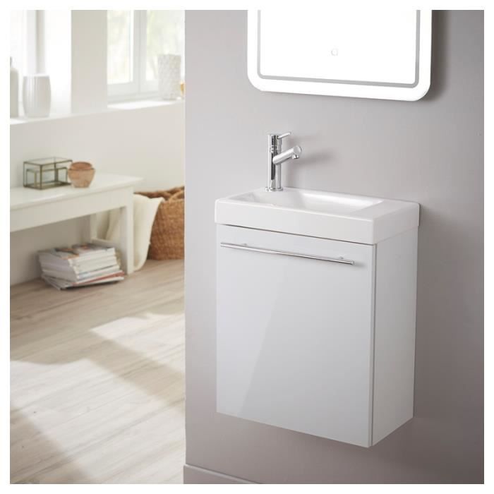 Meuble lave-mains design blanc laqué pour WC