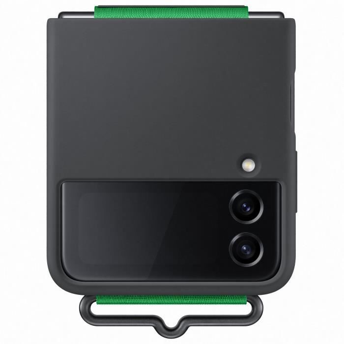 Coque silicone avec lanière SAMSUNG Galaxy Z Flip4 noir