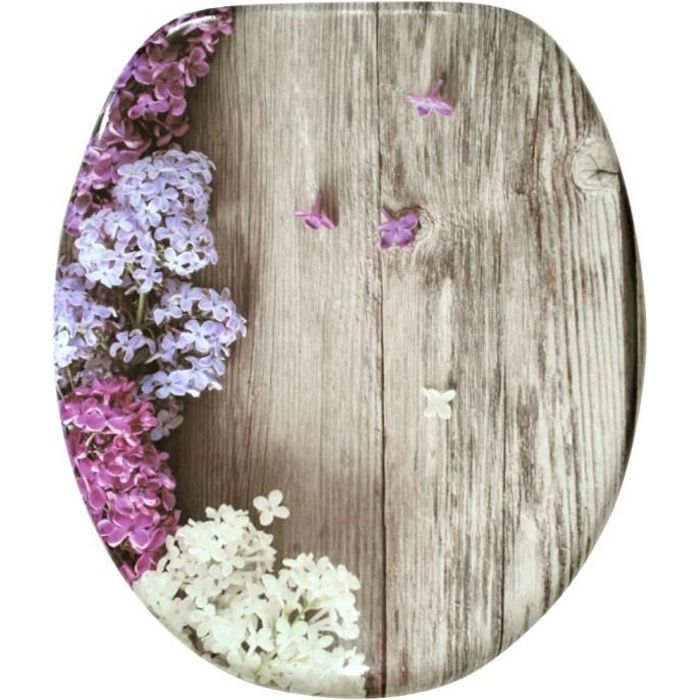Abattant WC Lilas - Finition de haute qualité - Charnières robustes - Fixation facile
