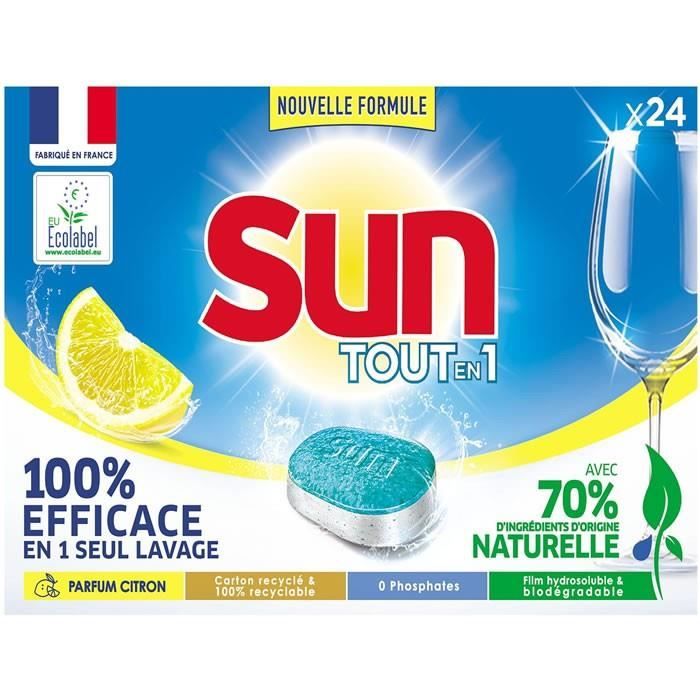 SUN Tout en 1 Citron - Tablettes lave-vaisselle - 24 tablettes
