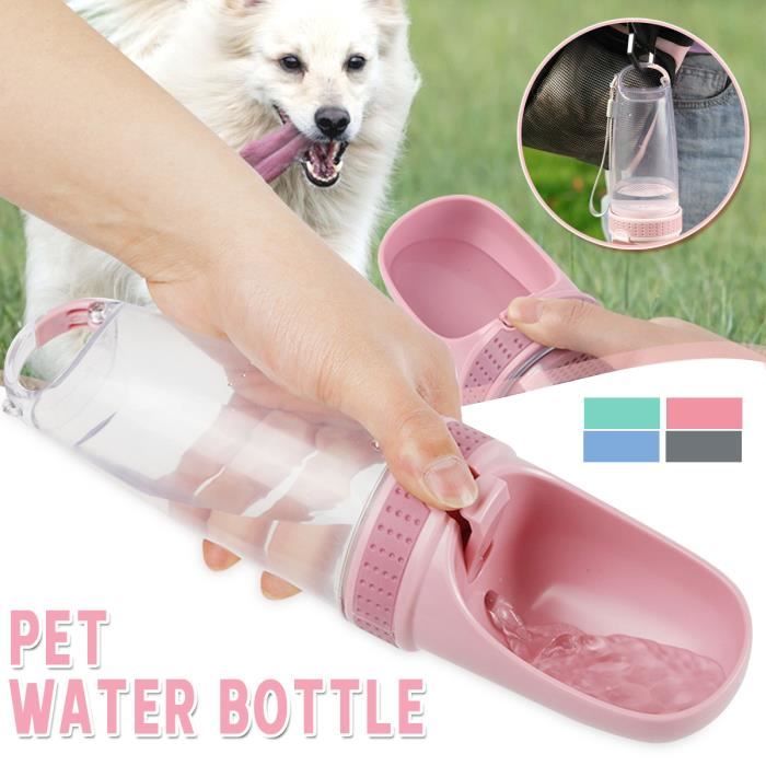 Fontaine à Boire Portable avec filtre Tasse Animal soins de chien en plein air bouteille d'eau Voyage ROSE