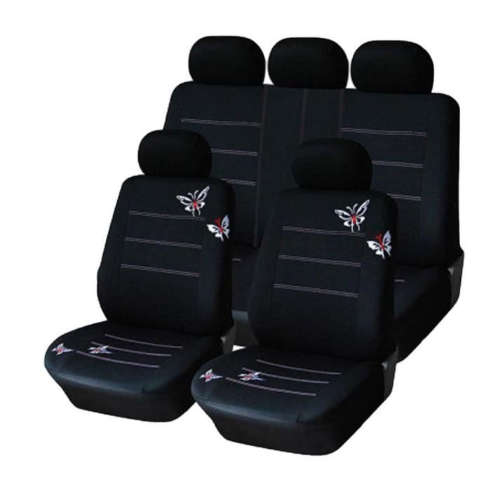 Couverture de siège de voiture universelle imperméable à l'eau plein couvercle noir protecteur de siège auto noir 9pcs