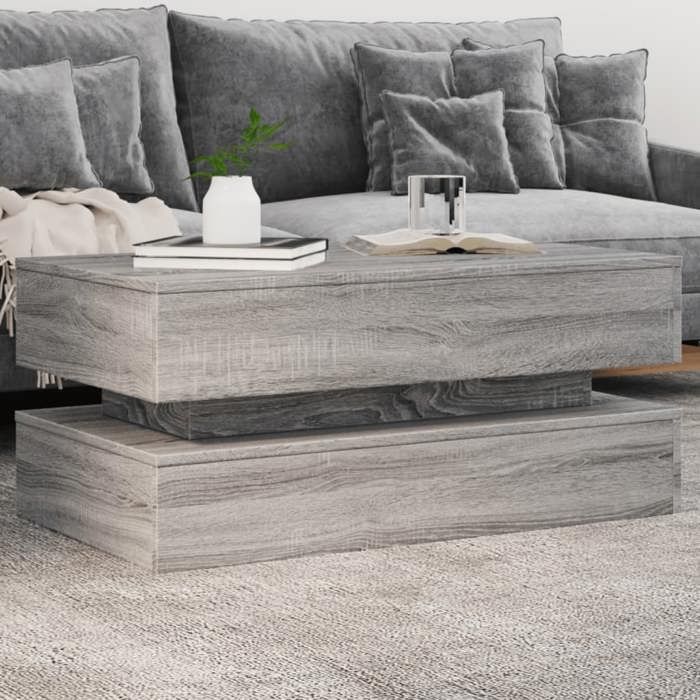 vidaXL Table Basse avec Lumières LED Table dAppoint Bout de Canapé Meuble de Salon Salle de Séjour Moderne Gris Sonoma 839866