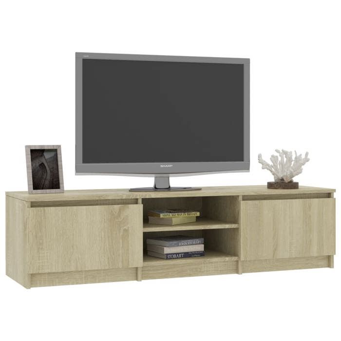 Meuble TV - Banc TV - Table TV - Chêne sonoma - 140x40x355 cm - Bois dingénierie T308