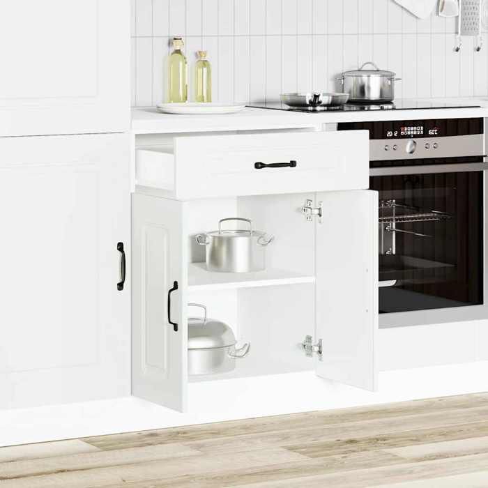 vidaXL Armoire de cuisine Kalmar blanc bois dingénierie meuble bas dévier meuble bas de cuisine avec tiroir meuble bas 853487