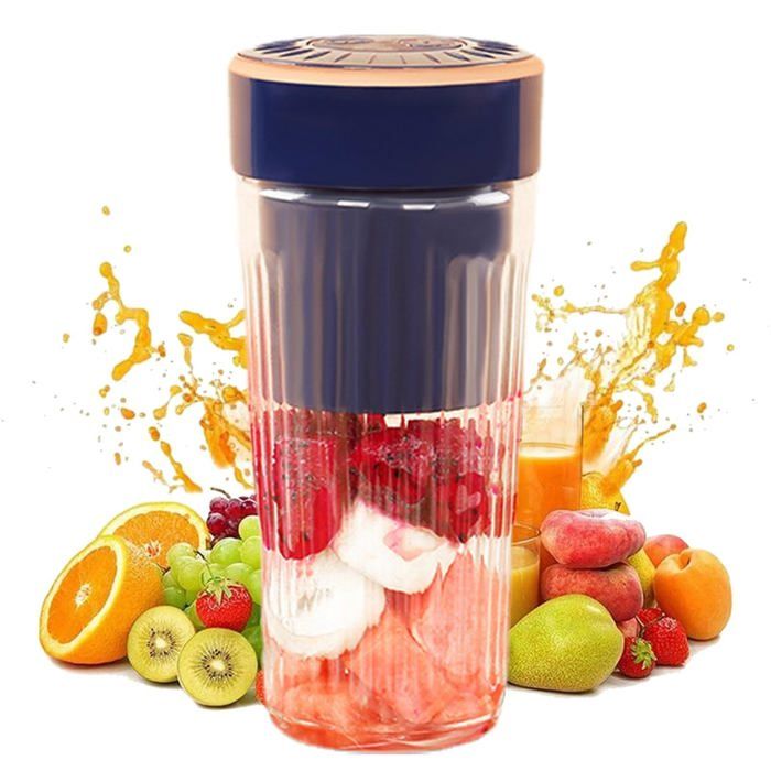 Presse-agrumes portable - LIKE NO OTHER - 300 ml - Rechargeable - 6 lames - Pile glace - 1 Like No Other