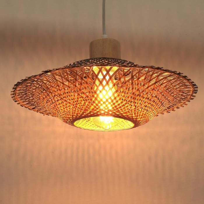 iDEGU Rétro Suspension Luminaire Industriel E27 Lampe de Plafond Vintage en Bambou Réglable Lustre Style Pastoral pour Salon iDEGU Rétro Suspension Luminaire Industriel E27 Lampe de Plafond Vintage en Bambou Réglable Lustre Style Pastoral pour Salon