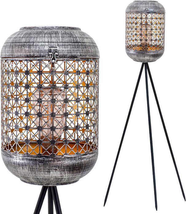 Lampe Solaire sur Pied Extérieure LED 92cm – Lanterne Étanche en Rotin à Trois Pieds pour JardinBalconTerrasse – Éclairage