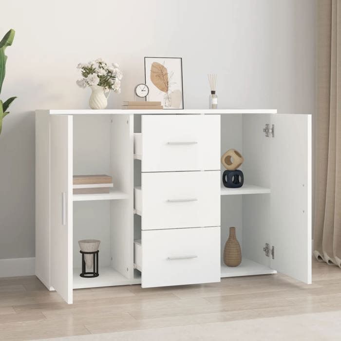 Bon plan Buffet bahut vaisselier - JILI HOT - Buffet blanc 91x295x65cm - Bois dingénierie - commode Salon/Cuisine Thome3191013
